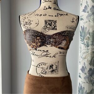 Staring at Stars Animal Print Bandeau Bralette - Brown - Small